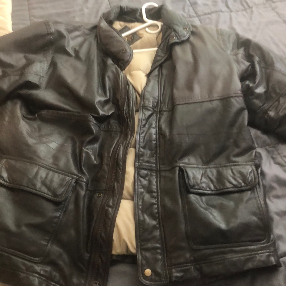 Eddie Bauer Men’s XXl Leather Puffer Jacker